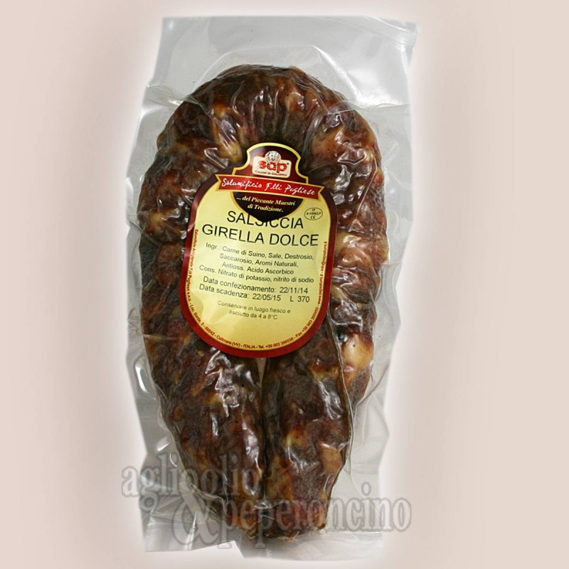 Salsiccia girella dolce non piccante tipica calabrese