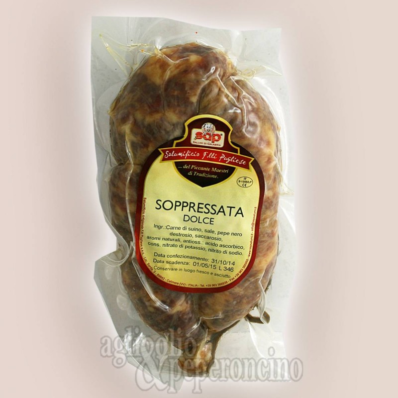 Soppressata dolce non piccante calabrese