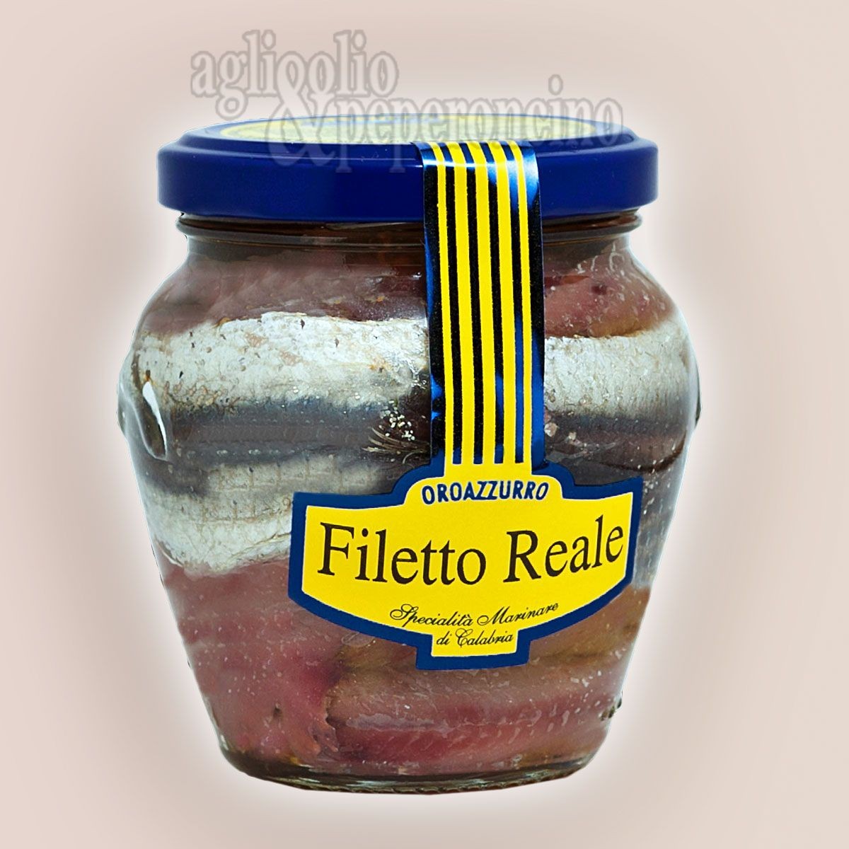 Filetto Reale Oro Azzurro - Alici deliscate in olio extravergine di oliva in vaso di vetro