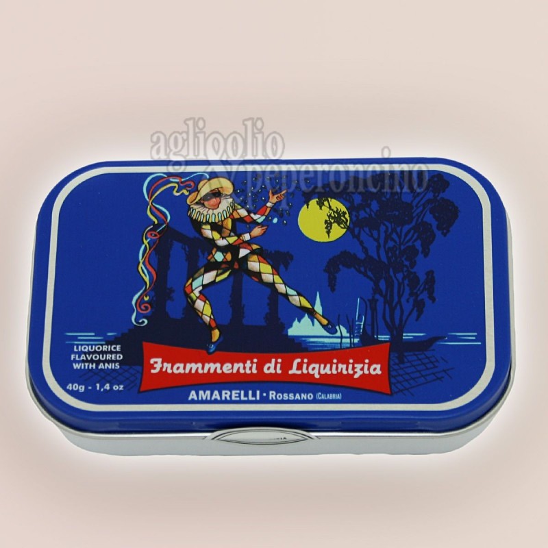 Liquirizia Amarelli Arlecchino in latta da 40g - Rombetti di Liquirizia calabrese aromatizzata all'anice