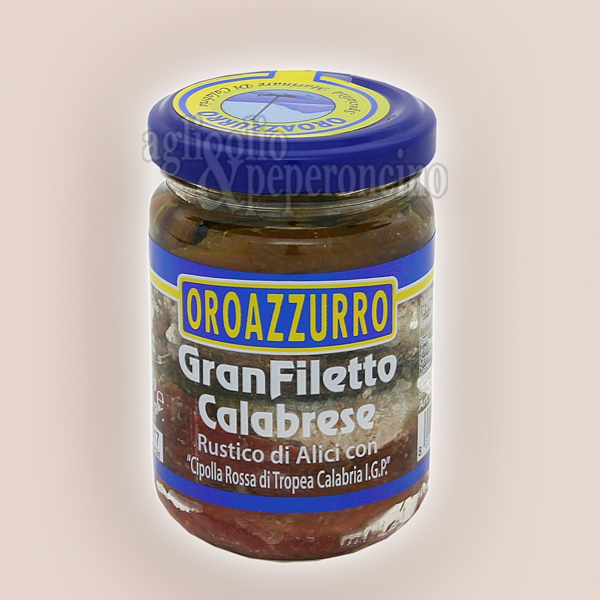 Granfiletto di alici con cipolla di Tropea in olio extravergine d'oliva - Specialità Calabrese in vasetto di vetro da 200 gr