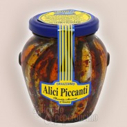 Alici piccanti Oroazzurro in olio extravergine di oliva in vaso di vetro da 300 gr.