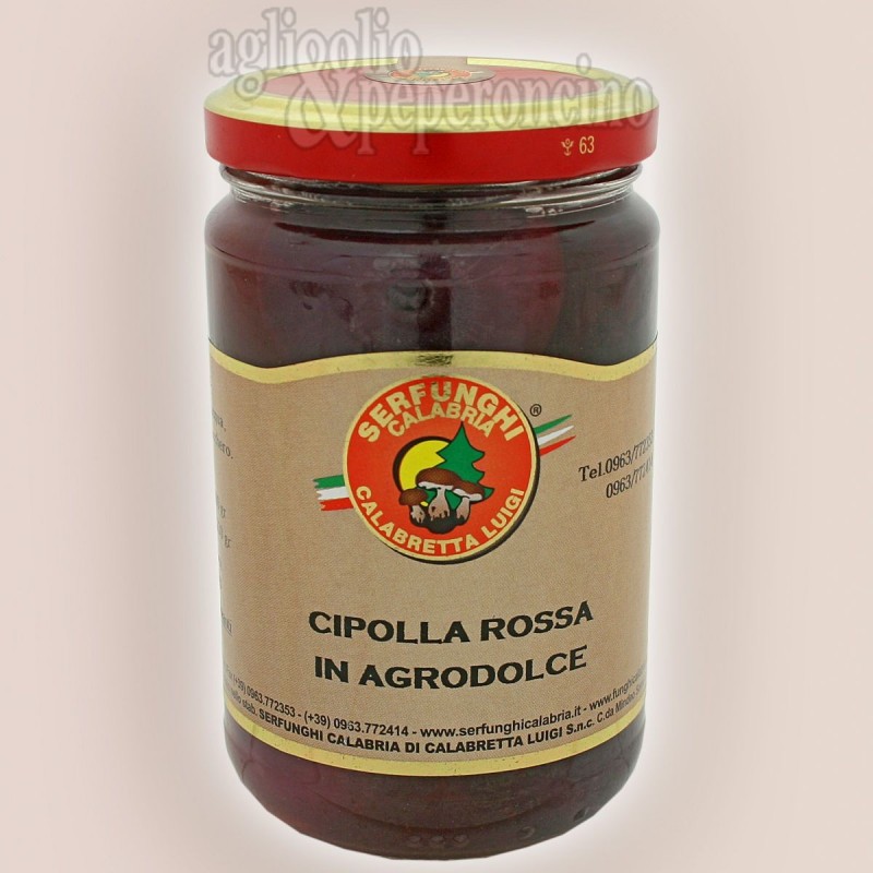 Cipolla rossa in agrodolce in vasetto di vetro da 314 mL - Serfunghi Calabria