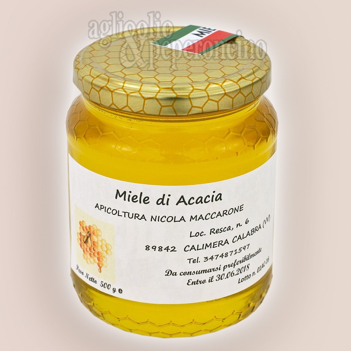 Miele di acacia in vasetto da 500 grammi - Da apicoltura calabrese