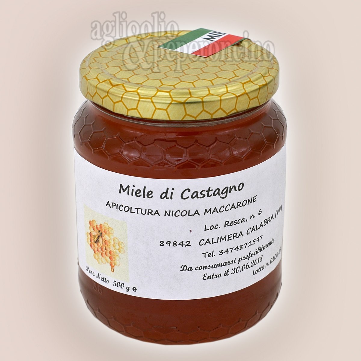 Miele di castagno in vasetto da 500 grammi - Da apicoltura calabrese
