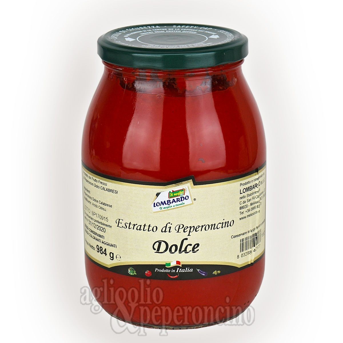 Estratto di peperoncino dolce calabrese - 980 grammi sottovetro