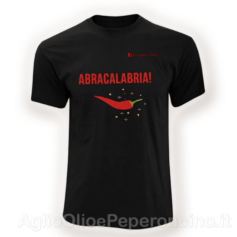 T-Shirt - Abracalabria - Nera con Peperoncino Rosso - by Lo Statale Jonico