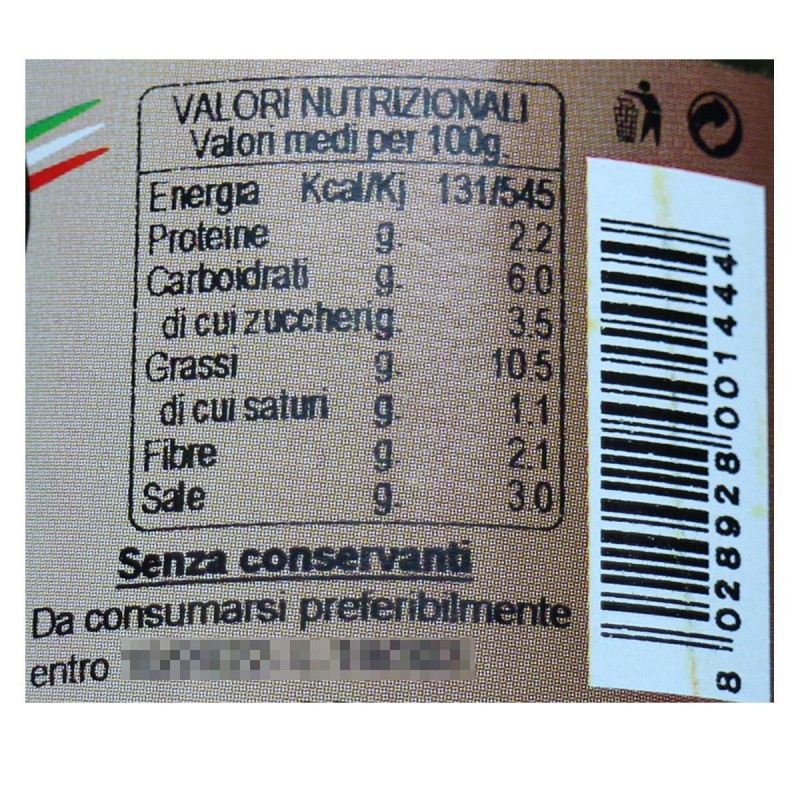Bumba serrese ai funghi porcini- Dichiarazione nutrizionale