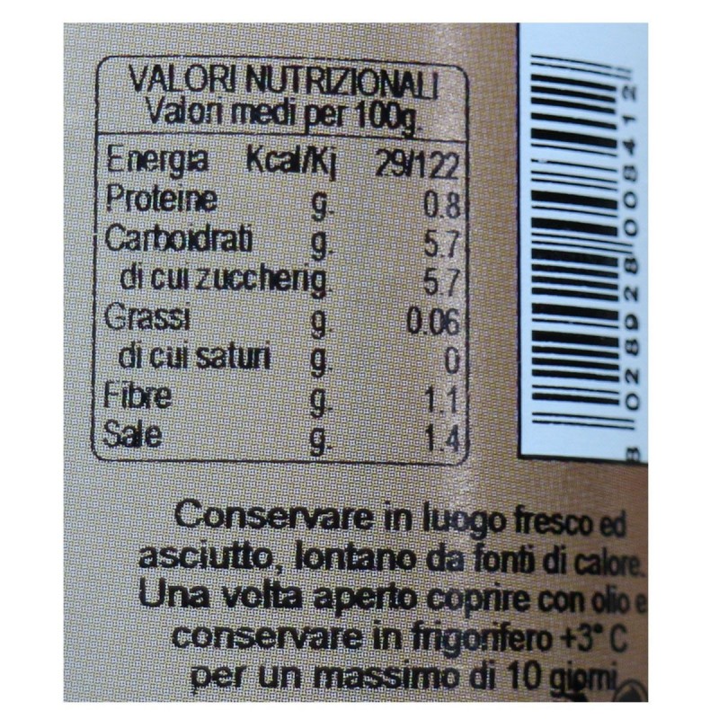 Cipolla rossa in agrodolce - Dichiarazione nutrizionale