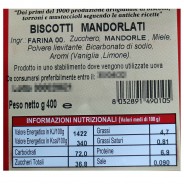 Biscotti mandorla calabresi Friabili - Sicari - Etichetta