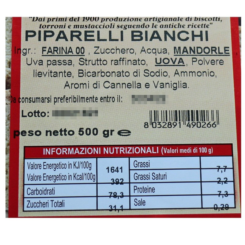 Piparelli bianchi - Sicari Antonio - Etichetta