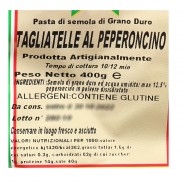 Tagliatelle al peperoncino artigianali - Etichetta